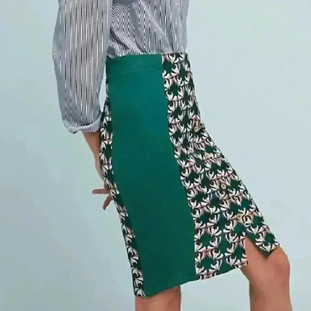 Anthropologie Embroidered Pencil Skirt